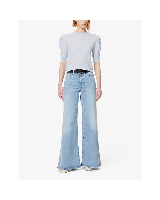 FRAME Blue Palazzo High-rise Organic And Recycled Stretch-denim-blend Jeans