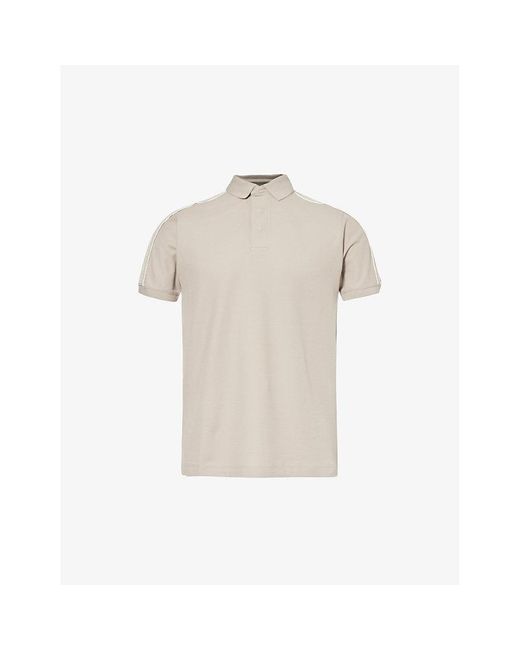 Emporio Armani Natural Brand-tape Regular-fit Cotton Polo Shirt X for men