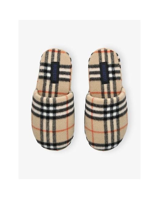Burberry Metallic Check Wool Blend Slippers
