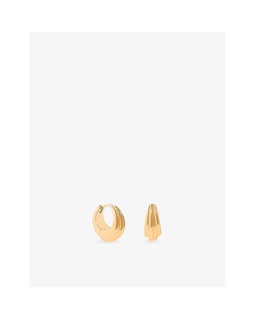 Astrid & Miyu Metallic Ripple Wave-Plated Brass Huggie Hoop Earrings