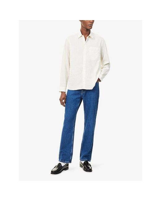 Percival White Lorenzo Pearce Striped Woven Shirt for men