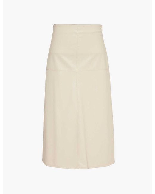 Max Mara White Scilli Slim-fit Faux-leather Midi Skirt