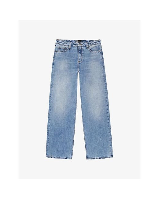The Kooples Blue Faded-Wash Straight-Leg Mid-Rise Jeans