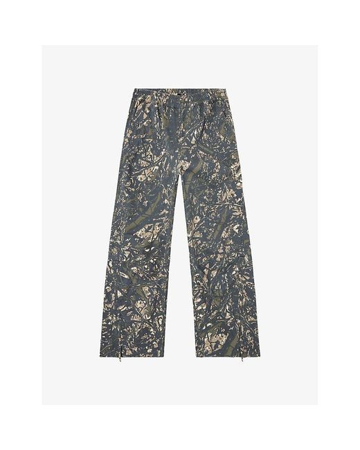 DIESEL Gray P Lint Camo-Print Elasticated-Waist Cotton Trousers for men