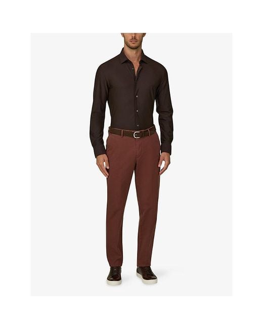 Boggi Black Slim-Fit Long-Sleeved Stretch-Woven Shirt for men