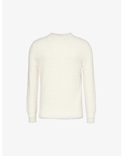 Givenchy White Monogram-pattern Crewneck Wool-knit Jumper for men