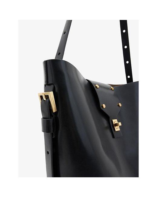 AllSaints Black Miro Branded-hardware Leather Shoulder Bag