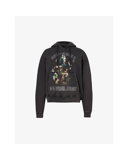 Off-White c/o Virgil Abloh Black Mary Skate Graphic-print Cotton-jersey Hoody X for men