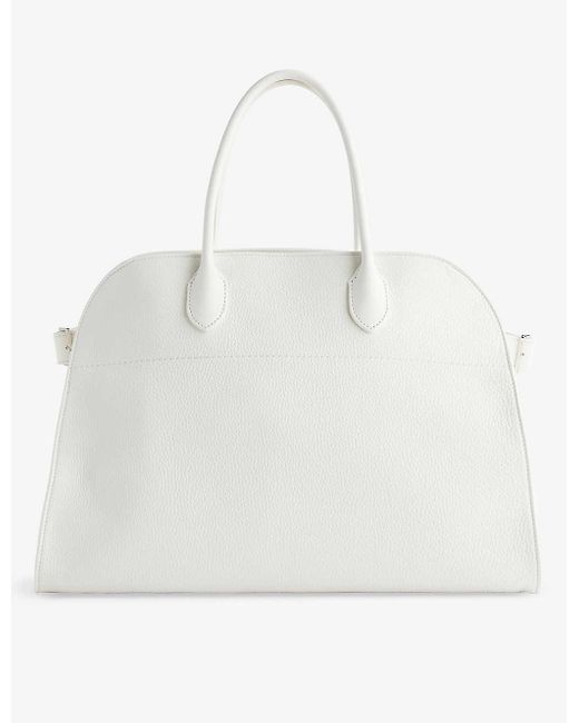 The Row White Margaux Top-handle Leather Bag