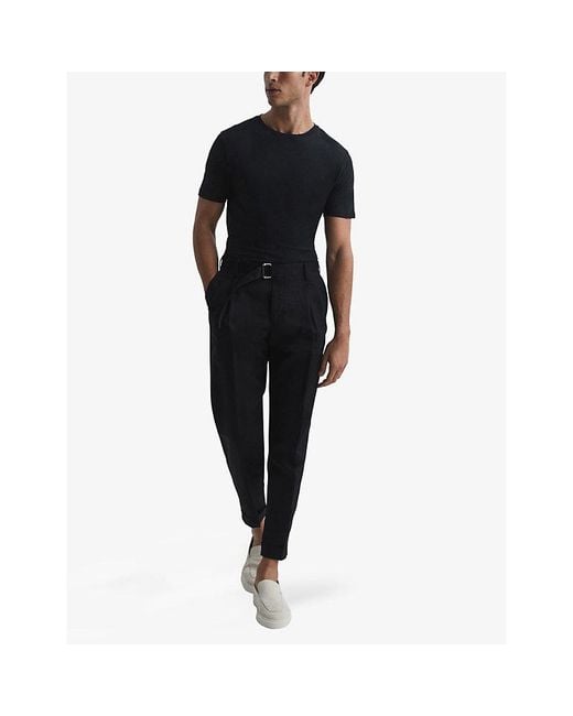 Reiss Black Bless Crewneck Cotton-Jersey T-Shirt for men