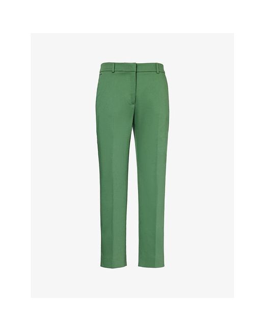 Weekend by Maxmara Green Gineceo Tapered-leg Mid-rise Stretch-cotton Trousers