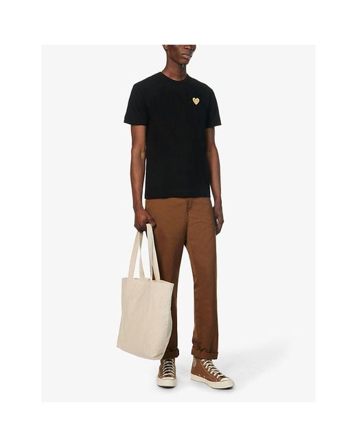COMME DES GARÇONS PLAY Black Logo-Embroidered Cotton-Jersey T-Shirt for men