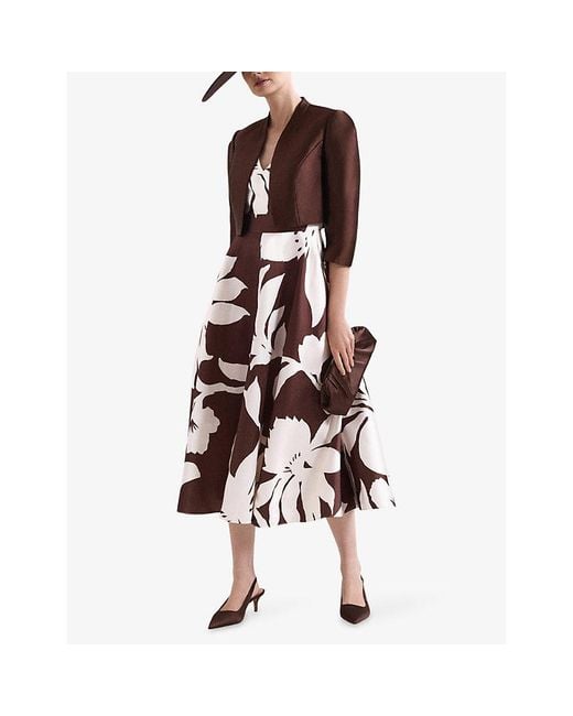Phase Eight White Delicia Floral-Print Woven Midi Dress