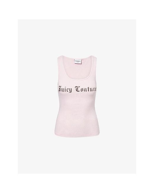 Juicy Couture Pink Longline Ribbed Stretch-Cotton Vest Top