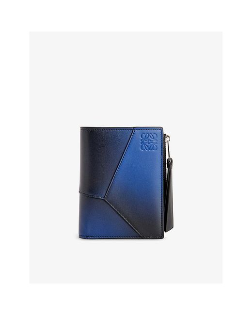 Loewe Blue Puzzle Compact Leather Zip Wallet for men