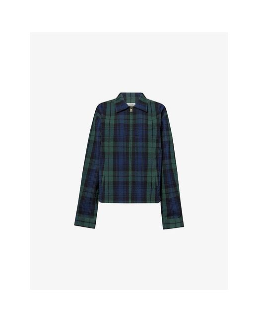 J.W. Anderson Blue Zip-Front Check Cotton Blouson Jacket