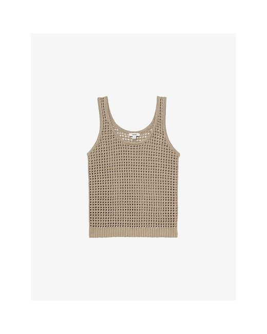 Reiss Natural Claudia Open-Knit Linen Vest