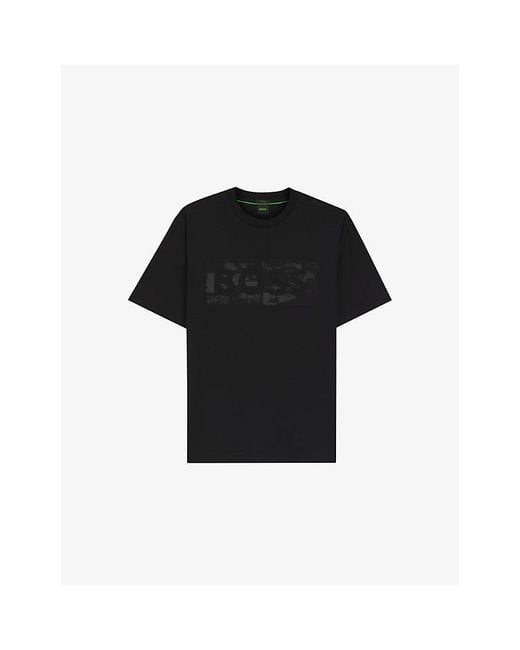 Boss Black Branded-Print Short-Sleeved Cotton-Jersey T-Shirt Xxl for men