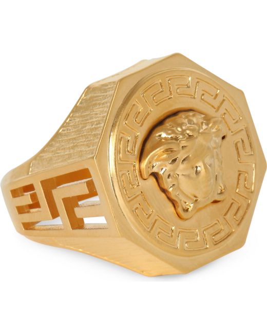 Versace Metallic Medusa Greca Gold-plated Ring for men