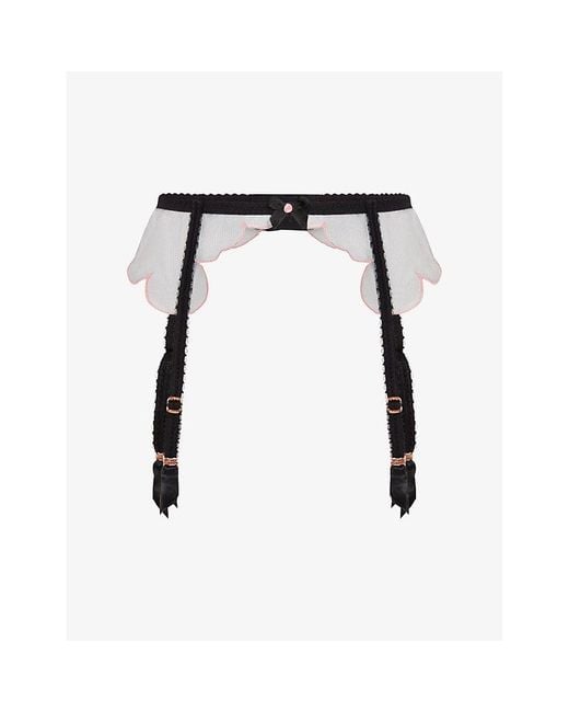 Agent Provocateur Black Lorna Mesh Suspender Belt Xxl