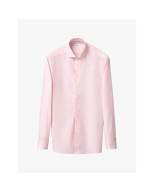 Eton of Sweden Pink Spread-Collar Contemporary-Fit Cotton-Poplin Shirt for men