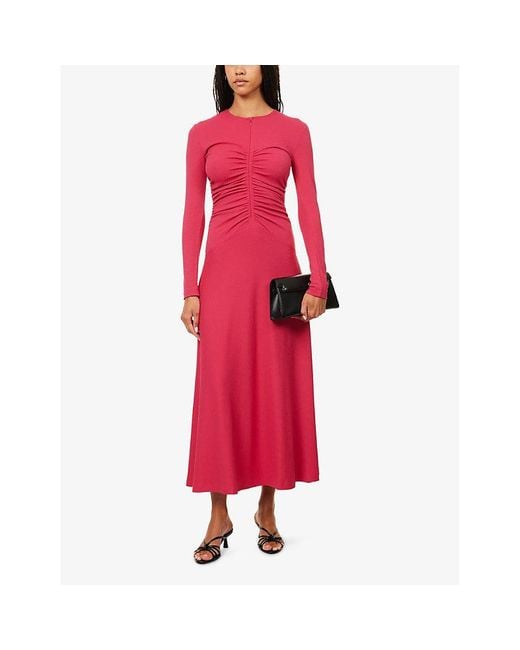 ME+EM Textured Ruched Woven Maxi Dress