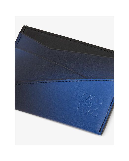 Loewe Blue Puzzle Edge Brand-debossed Leather Card Holder for men