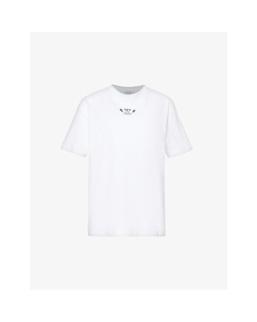 Off-White c/o Virgil Abloh White Off- C/o Virgil Abloh Bandana Arrow Brand-embroidered Cotton-jersey T-shirt