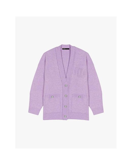 Maje Purple Longline Cardigan