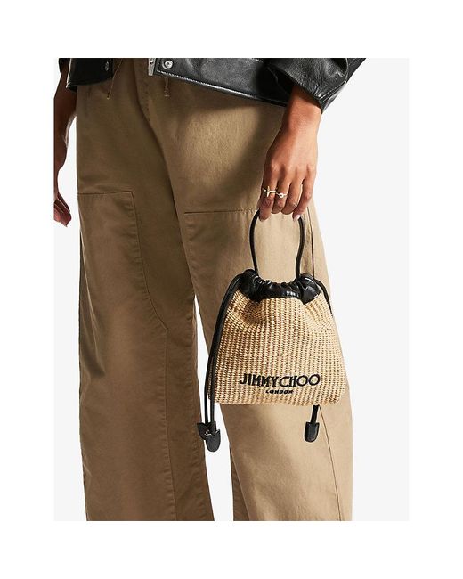 Jimmy Choo Multicolor Drawstring Soft Raffia Pouch