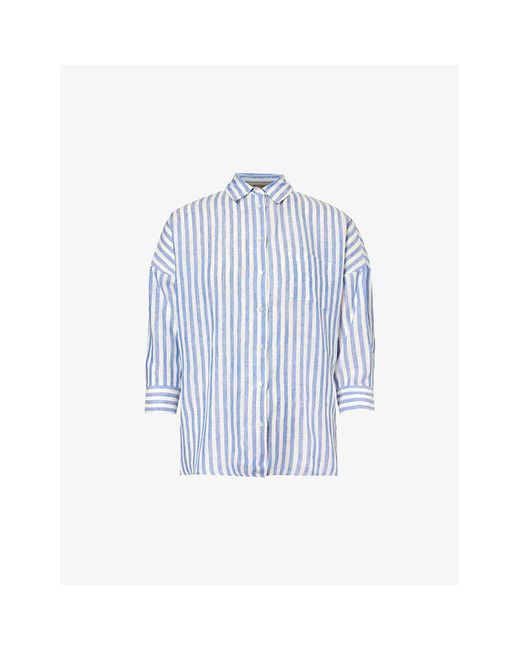 Weekend by Maxmara Blue Arduino Stripe-pattern Relaxed-fit Linen Shirt