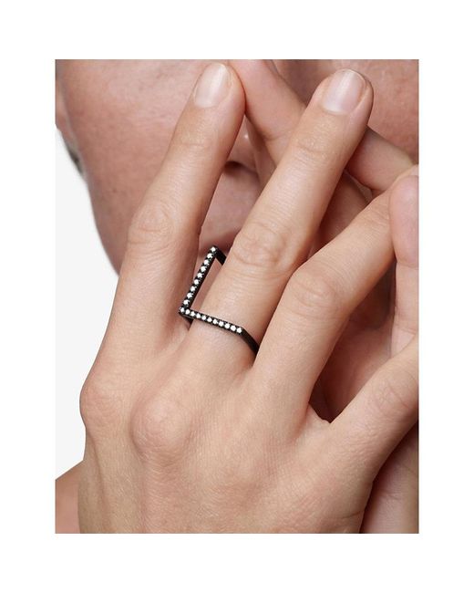 La Maison Du Couturier White Myriam Soseilos Sterling- Enamel And Lab Created Sapphire Ring