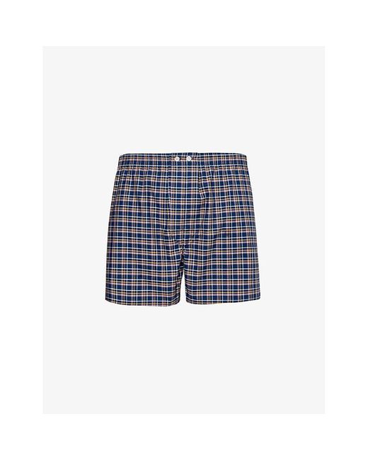 Derek Rose Blue Barker Check-print Mid-rise Cotton Boxer Shorts for men