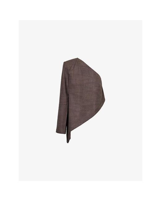Camilla & Marc Brown Verna Asymmetric Wool-Blend Top