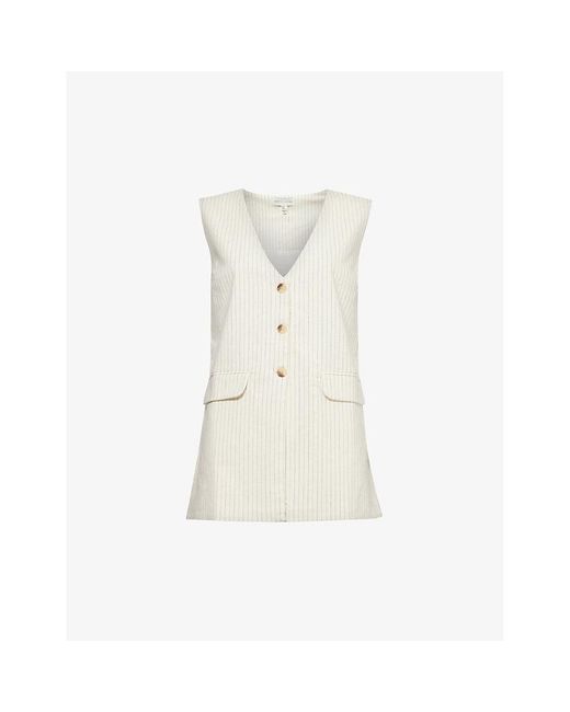 Pretty Lavish Natural Harlee V-neck Cotton Waistcoat