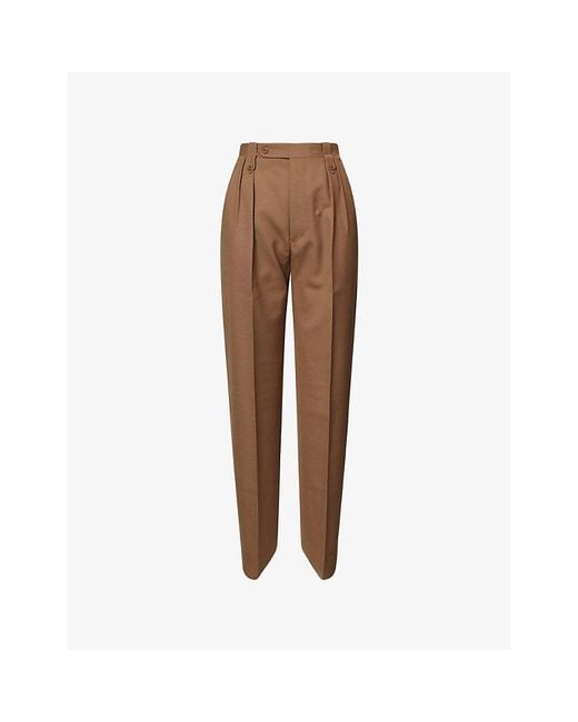 Maison Margiela Brown Pleated Tailored Wool Trousers