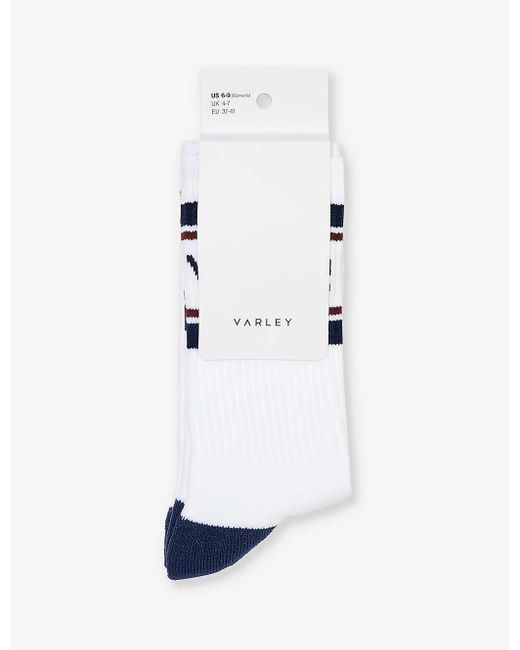 Varley White Astley Branded Stretch-woven Socks