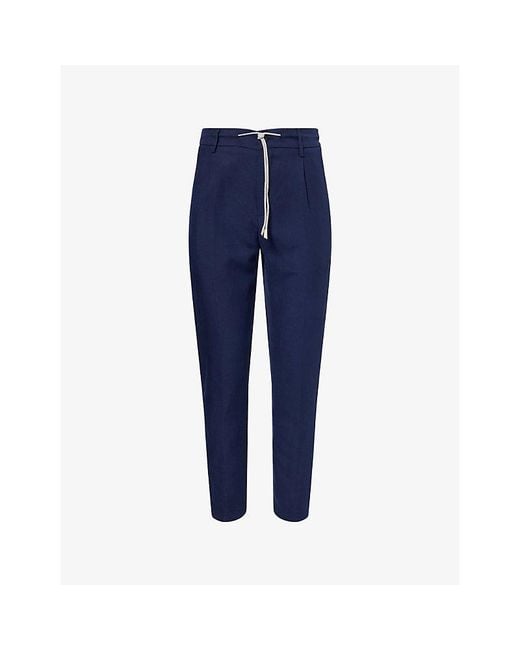 Eleventy Blue Slim-Leg Jogger Linen-Blend Trousers for men