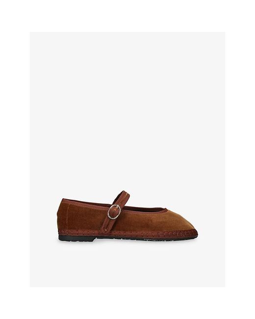 Flabelus Brown Pierre Cotton-Velvet Ballet Flats