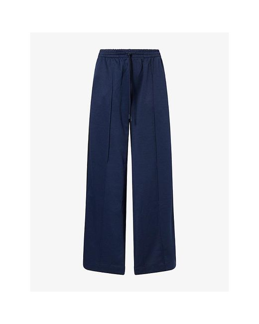 GOOD AMERICAN Blue The Track Pant Cotton-Jersey Jogging Bottoms