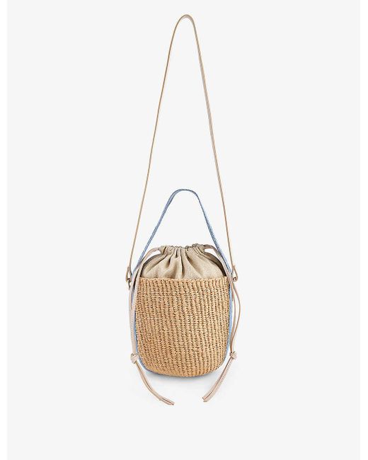 Chloé White Woody Small Straw Basket Bag