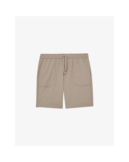 Reiss Natural Ascend Drawstring-Waist Stretch-Woven Cargo Shorts for men