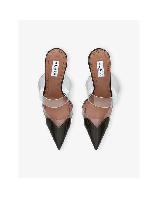 Alaïa Green Cœur 90 Patent-Leather Heeled Mules