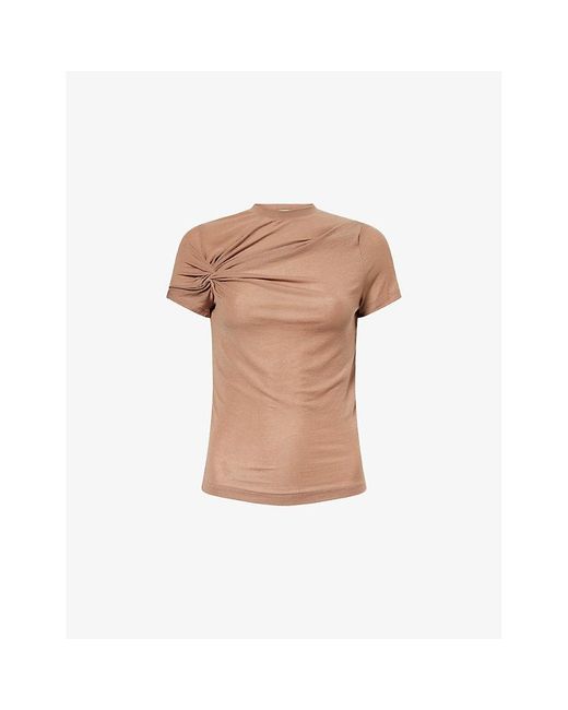Agolde Brown Lissa Round-Neck Stretch-Woven T-Shirt