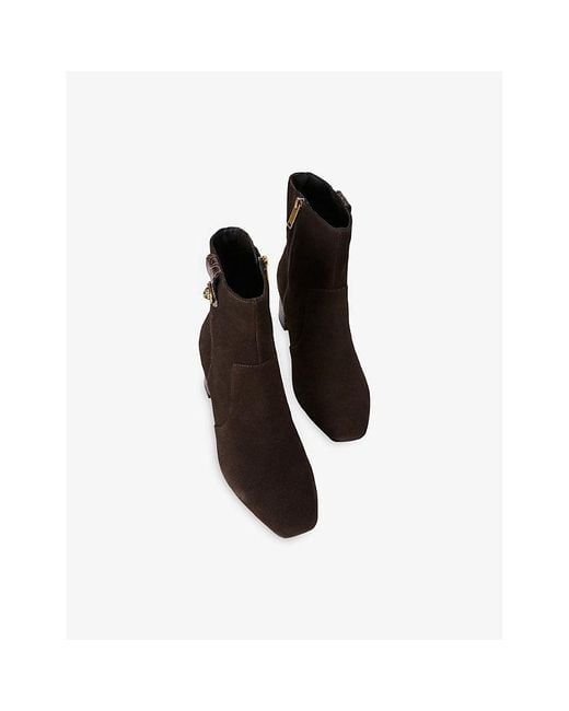 Kurt Geiger Black Chelsea Trim Heeled Suede Ankle Boots