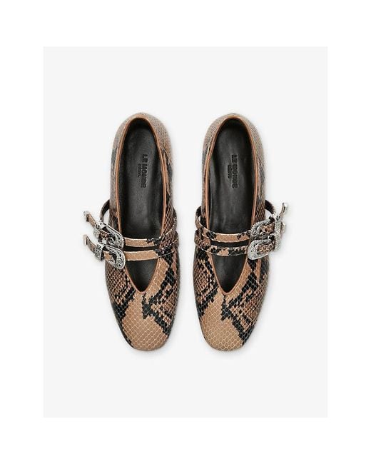 Le Monde Beryl Multicolor Claudia Double-Strap Leather Ballet Flats