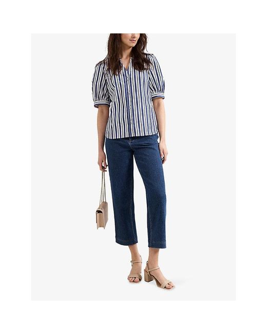Phase Eight Blue Ariana Striped Cotton Blouse