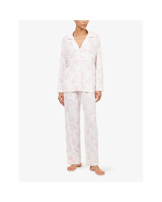 Eberjey White Gisele Long-Sleeve Modal-Jersey Pyjama Set