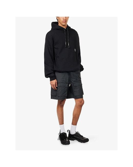 Reese Cooper Black Stack Logo Cotton-Fleece Hoody for men