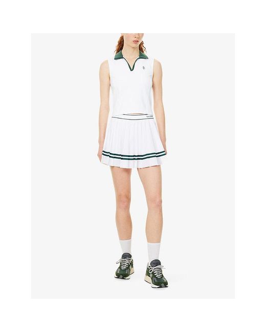 Sporty & Rich White Sports Logo-Embroidered Jersey Polo Vest